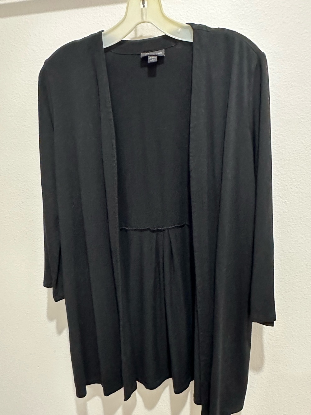 J Jill Wearever size MP black cardigan, 3/4 sleeve, gathered back, good cond